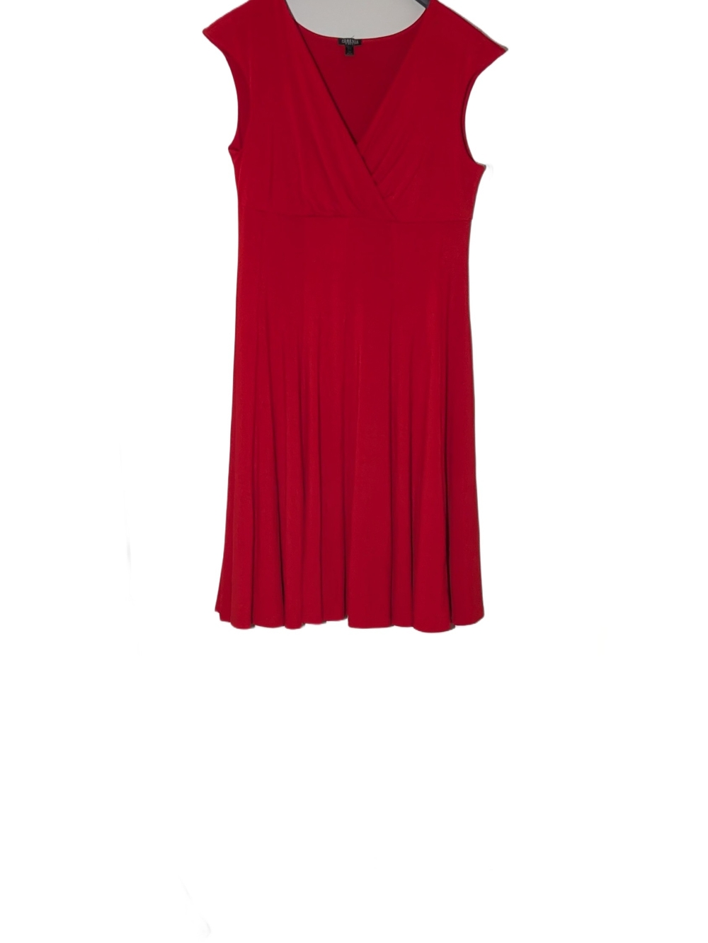 Red Cap-Sleeve V-Neck Fit & Flare Dress